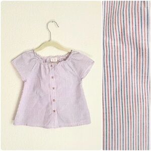 Zara babygirl Striped Button Up Top 18-24 Mo Red Blue